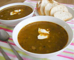 Green lentil and chorizo soup