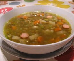 Green lentil and vegetable soup