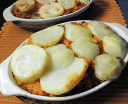 Sausage and lentil bake