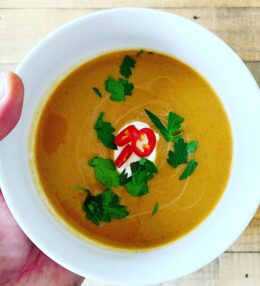 Roasted butternut squash soup with a chilli kick