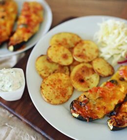 Mediterranean stuffed courgettes