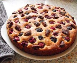 Raspberry and blackberry cake