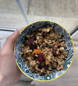 Gluten free crunchy, fruity granola