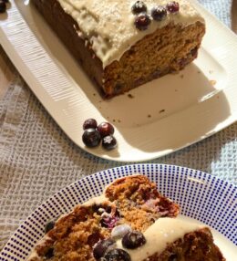 Blueberry, Coconut & Banana cake with cream cheese frosting