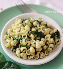 Spinach, pesto and pine nut pasta salad