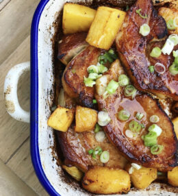 Roast Pork Cutlets with Pineapple & Ginger